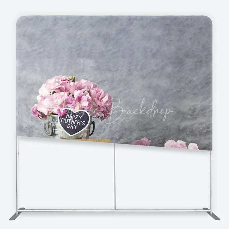 Lofaris Rustic Gray Happy Mother’s Day Square Double-Sided Backdrop Pink Carnations and Distressed Wood Floor