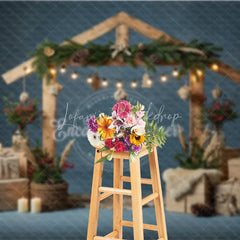 Lofaris Rustic Nativity Manger Arch Photography Backdrop Wooden Stable for Christmas Religious Holiday Photo Background