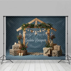 Lofaris Rustic Nativity Manger Arch Photography Backdrop Wooden Stable for Christmas Religious Holiday Photo Background