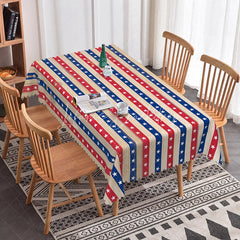 Lofaris Rustic Patriotic Red White and Blue Stars Rectangle Tablecloth Independence Day Celebration Decor