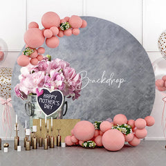 Lofaris Rustic Pink Carnations and Happy Mother’s Day Sign Round Backdrop Elegant Floral Celebration Decor