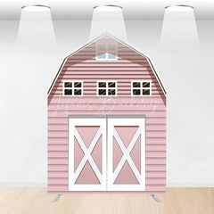 Lofaris Rustic Pink Farm House Barn Door Arch Party Backdrop