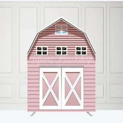 Lofaris Rustic Pink Farm House Barn Door Arch Party Backdrop