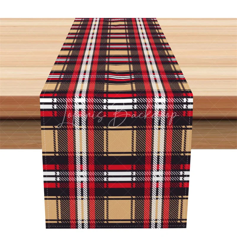 Lofaris Rustic Plaid Table Runner Red Tan and Black Tartan Farmhouse Christmas Holiday Decor