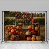 Lofaris Rustic Pumpkin Patch Stand Photography Backdrop Autumn Harvest Scene with Hay Bales Fall Mini Session Background