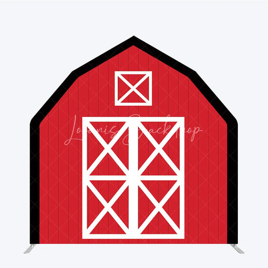 Lofaris Rustic Red White Farm House Barn Door Arch Backdrop