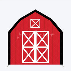 Lofaris Rustic Red White Farm House Barn Door Arch Backdrop