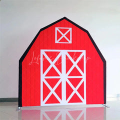 Lofaris Rustic Red White Farm House Barn Door Arch Backdrop