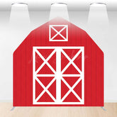 Lofaris Rustic Red White Farm House Barn Door Arch Backdrop