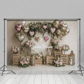 Lofaris Rustic Simple Balloons Floral Valentines Day Backdrop