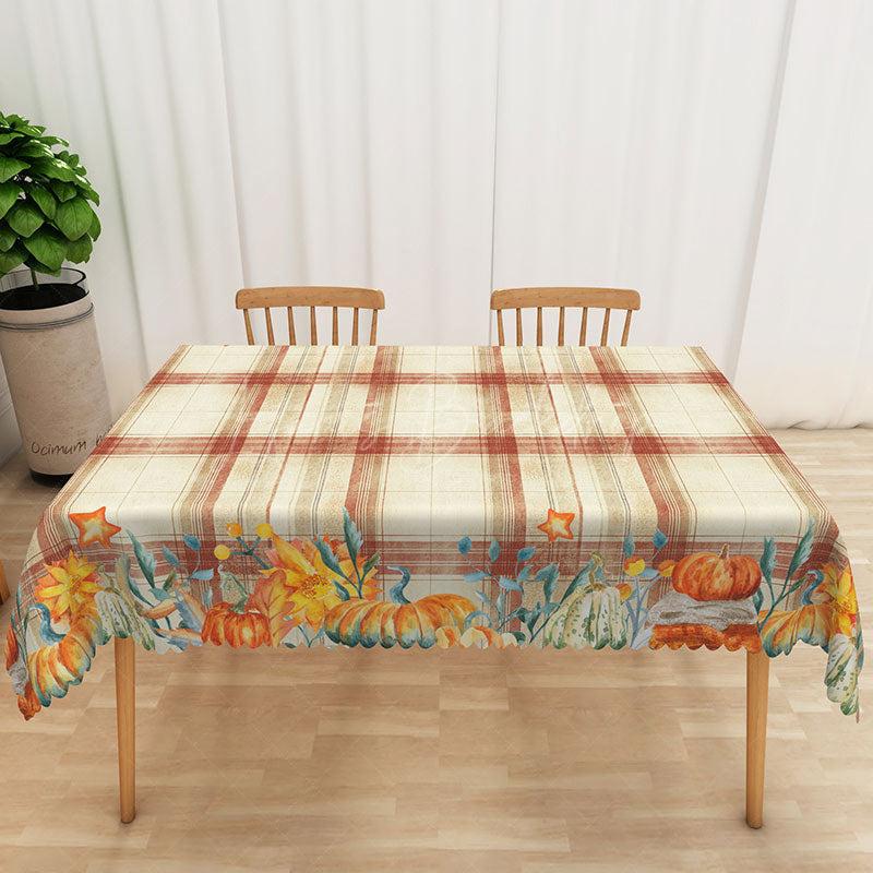 Lofaris Rustic Striped Tablecloth with White Brown and Star Pattern for Farmhouse Primitive Country Decor