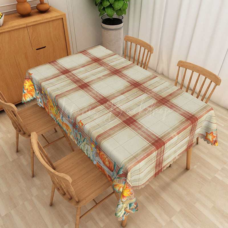 Lofaris Rustic Striped Tablecloth with White Brown and Star Pattern for Farmhouse Primitive Country Decor