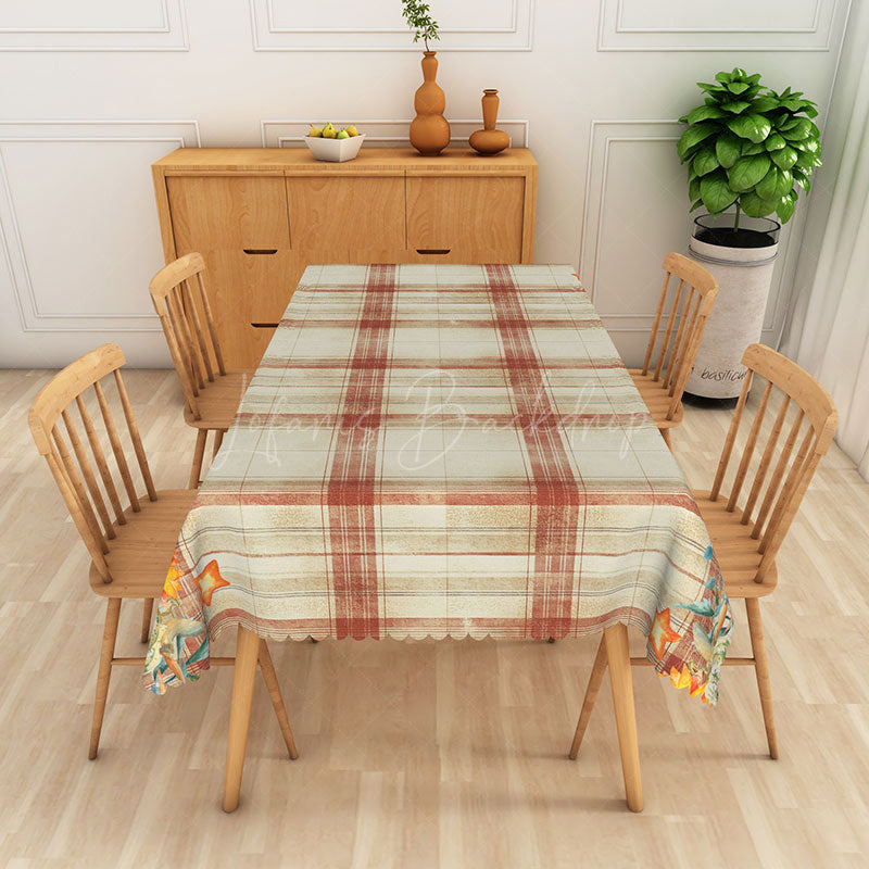 Lofaris Rustic Striped Tablecloth with White Brown and Star Pattern for Farmhouse Primitive Country Decor