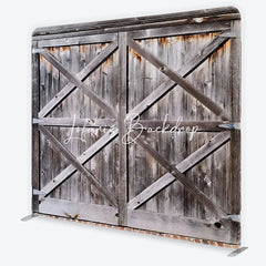 Lofaris Rustic Weathered Wood Barn Door with X-Beams Square Double-Sided Backdrop Farmhouse Vintage Photo Prop