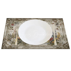 Lofaris Rustic White Rooster Set of 4 Placemats Vintage Farmhouse Chicken Table Mats for Dining Room