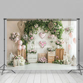 Lofaris Rustic White Wall Greenery Floral Balloons Backdrop