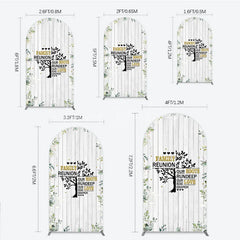 Lofaris Rustic White Wood Family Reunion Arch Backdrop Greenery and Gold Glitter Tree Decor for Special Occasion Party