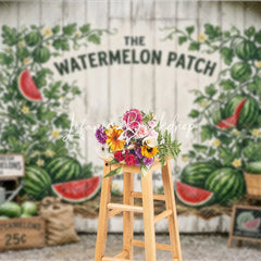 Lofaris Rustic White Wood Watermelon Patch Photography Backdrop Summer Farm Harvest Party Decor