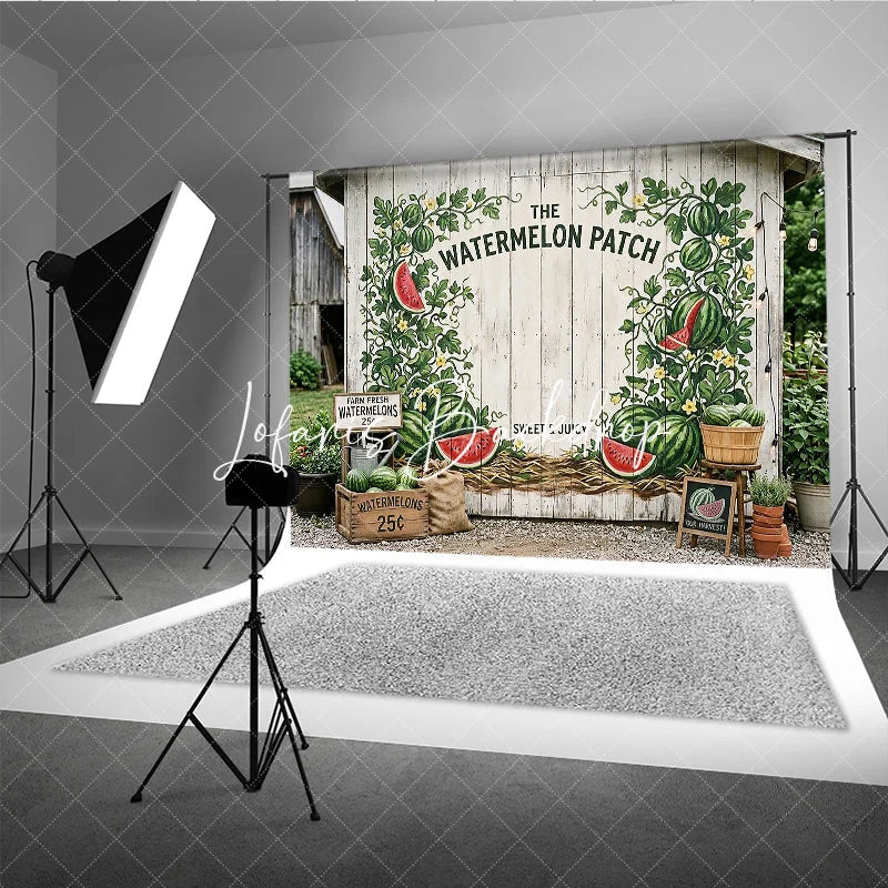 Lofaris Rustic White Wood Watermelon Patch Photography Backdrop Summer Farm Harvest Party Decor