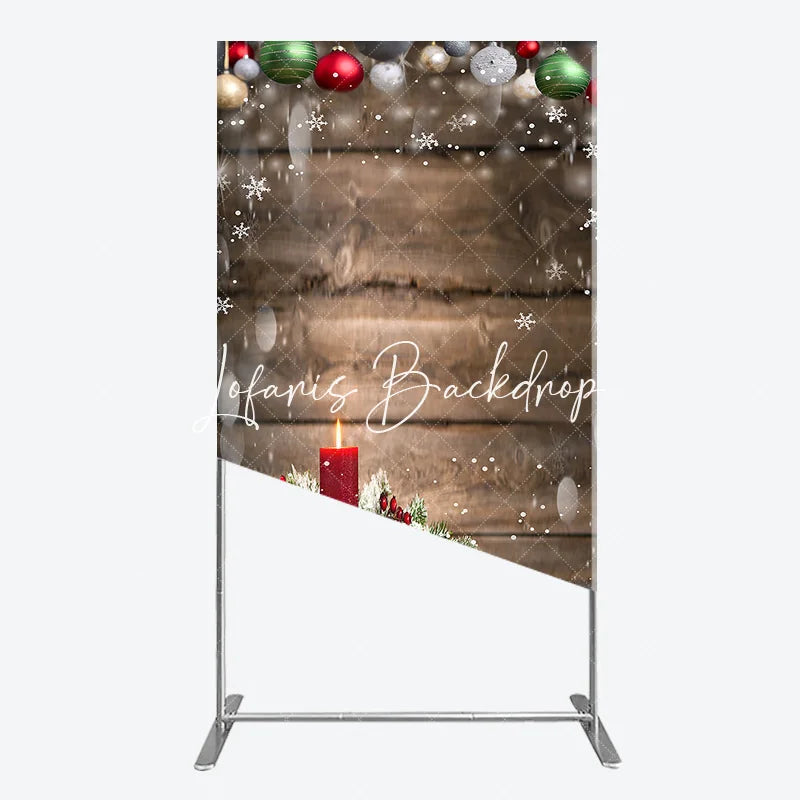 Lofaris Rustic Wood Christmas Candle Rectangle Arch Backdrop Winter Holiday Snowflakes and Ornaments Party Decor