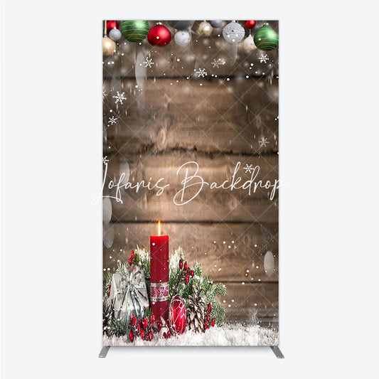 Lofaris Rustic Wood Christmas Candle Rectangle Arch Backdrop Winter Holiday Snowflakes and Ornaments Party Decor