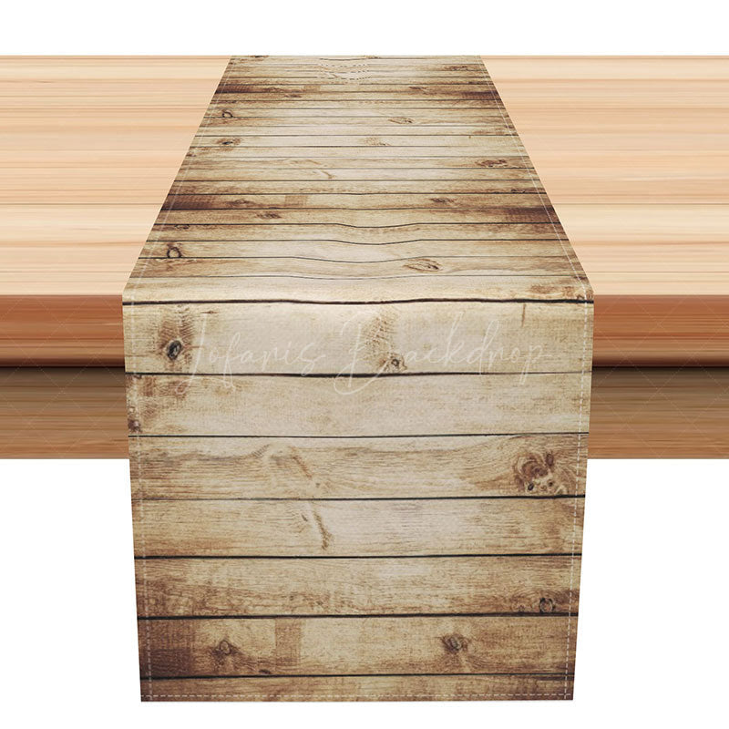 Lofaris Rustic Wood Grain Table Runner Retro Faux Print for Farmhouse and Cabin Style Dining Decor