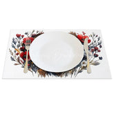 Lofaris Rustic Wood Heart Floral Set of 4 Placemats Red Flower Valentine Decoration Farmhouse Love Table Mat