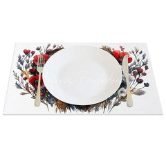 Lofaris Rustic Wood Heart Floral Set of 4 Placemats Red Flower Valentine Decoration Farmhouse Love Table Mat