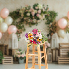 Lofaris Rustic Wood Ornaments Floral Valentines Day Backdrop