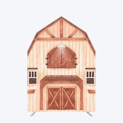 Lofaris Rustic Wooden House Barn Door Arch Party Backdrop