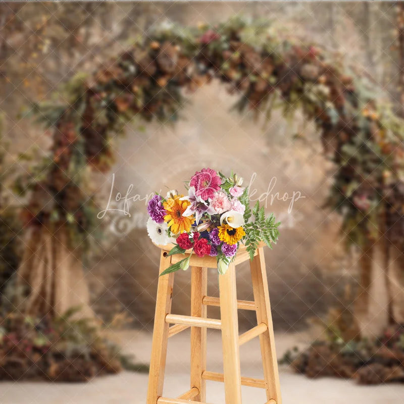 Lofaris Rustic Woodland Arch Backdrop Pinecone and Burlap Decor Enchanted Forest Wedding Photography Props