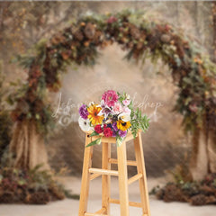 Lofaris Rustic Woodland Arch Backdrop Pinecone and Burlap Decor Enchanted Forest Wedding Photography Props