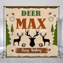 Lofaris Rustic Woodland Deer Hunting Theme Custom Birthday Backdrop Personalized with Name for Party