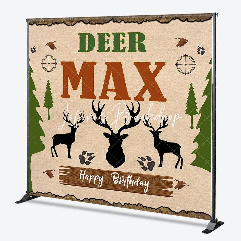 Lofaris Rustic Woodland Deer Hunting Theme Custom Birthday Backdrop Personalized with Name for Party