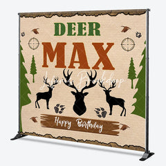 Lofaris Rustic Woodland Deer Hunting Theme Custom Birthday Backdrop Personalized with Name for Party