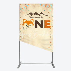 Lofaris Rustic Woodland Fox First Birthday Rectangle Arch Backdrop What Fun To Be One Party Decoration