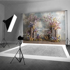 Lofaris Rustic Woodland Wedding Backdrop Floral Tree Stumps Photo Background Enchanted Forest Blossoms Photography for Bridal Shower