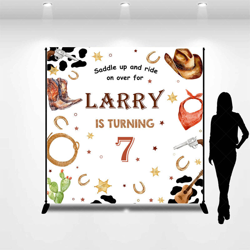 Lofaris Saddle Up Ride Cowboy Custom 7th Birthday Backdrop