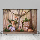 Lofaris Safari Animals Jungle Forest Cake Smash Backdrop