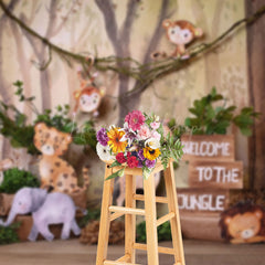 Lofaris Safari Animals Jungle Forest Cake Smash Backdrop