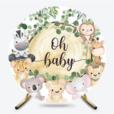 Lofaris Safari Animals Oh Baby Wild Shower Round Backdrop