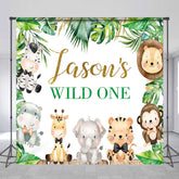 Lofaris Safari Animals Wild One Custom Name Birthday Backdrop