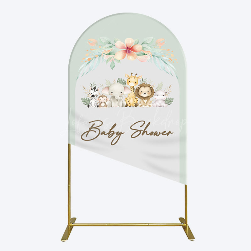 Lofaris Safari Green Leaf Floral Baby Shower Arch Backdrop