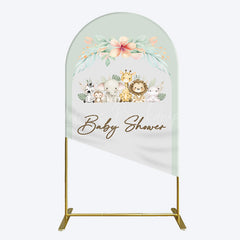 Lofaris Safari Green Leaf Floral Baby Shower Arch Backdrop