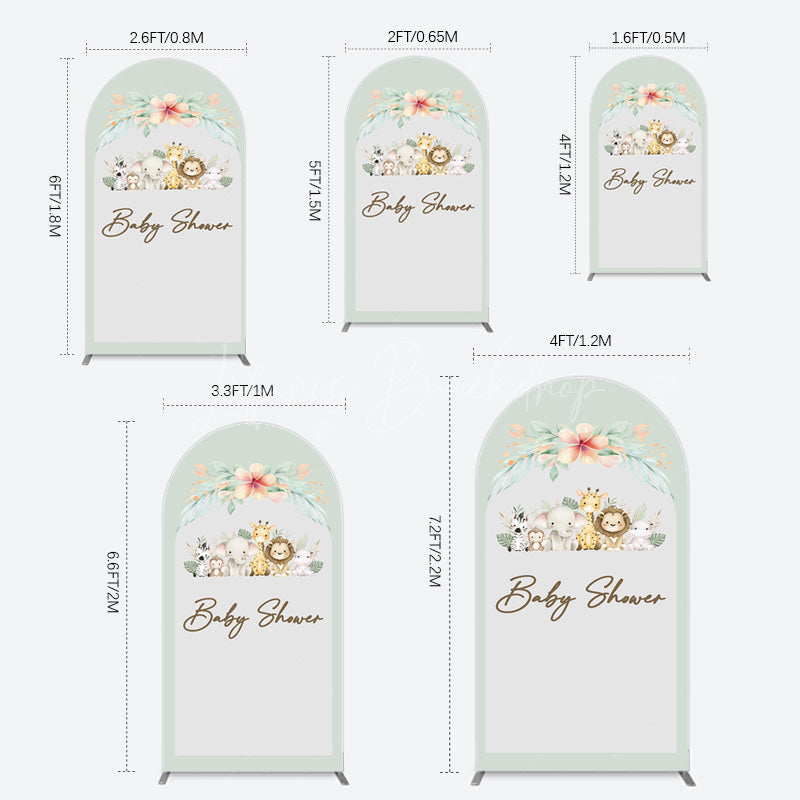 Lofaris Safari Green Leaf Floral Baby Shower Arch Backdrop