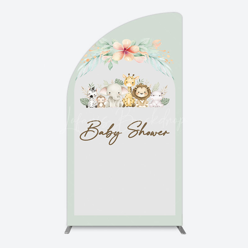 Lofaris Safari Green Leaf Floral Baby Shower Half Moon Arch Backdrop