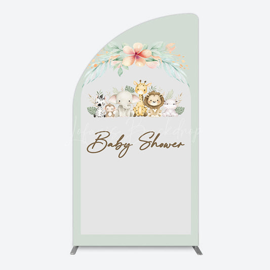 Lofaris Safari Green Leaf Floral Baby Shower Half Moon Arch Backdrop