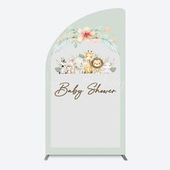 Lofaris Safari Green Leaf Floral Baby Shower Half Moon Arch Backdrop