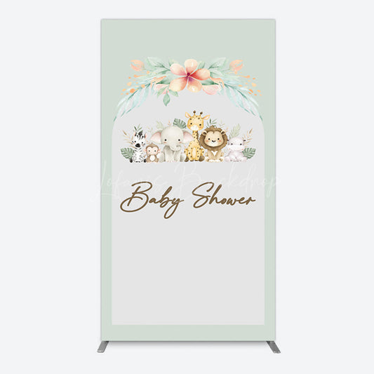Lofaris Safari Green Leaf Floral Baby Shower Rectangle Backdrop