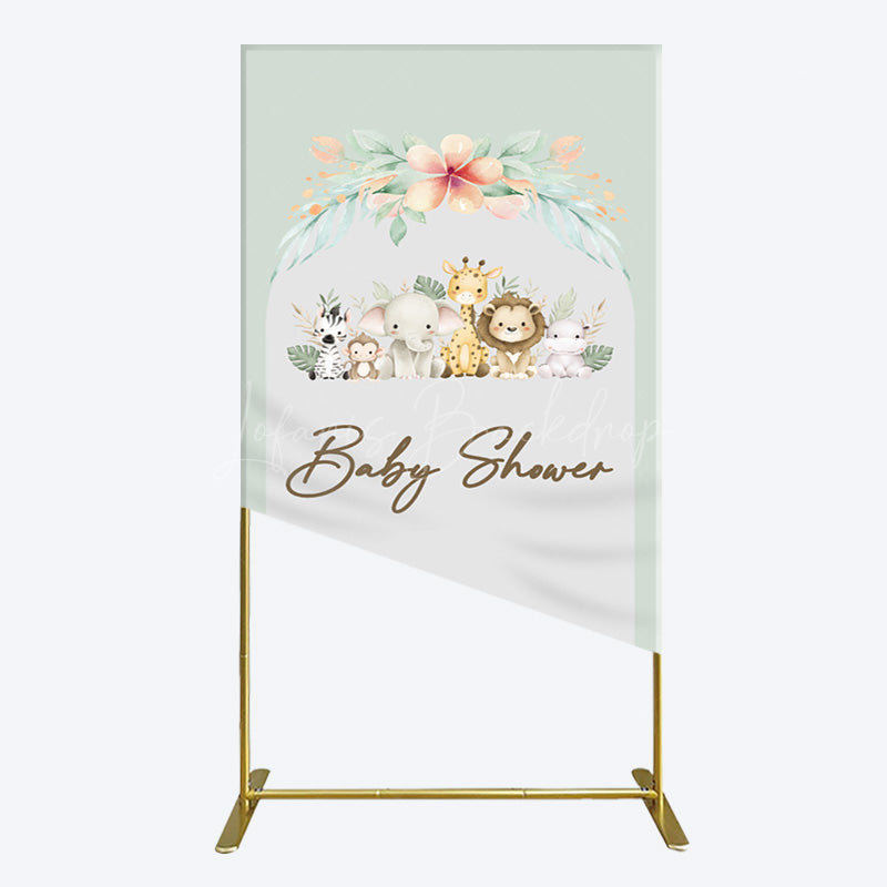 Lofaris Safari Green Leaf Floral Baby Shower Rectangle Backdrop